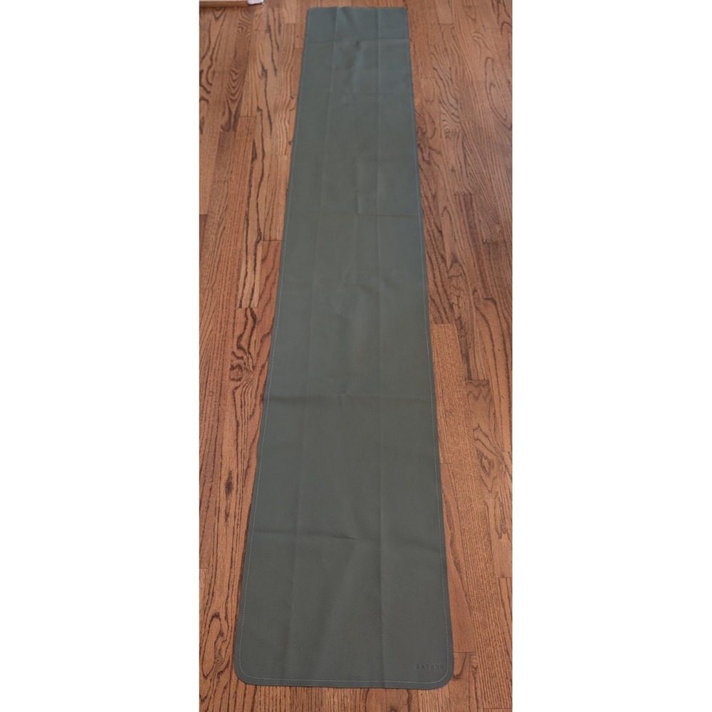GATHRE Bonded Leather Table Runner Olive Sage Green Wipeable Mat 8' Extra Long
